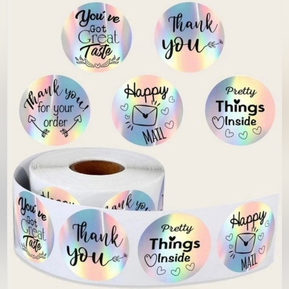 Thank you holograpgic and other Mailing stickers pack of 100